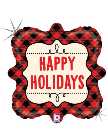 18"BUFFALO PLAID HOLIDAY HOLOGRA
