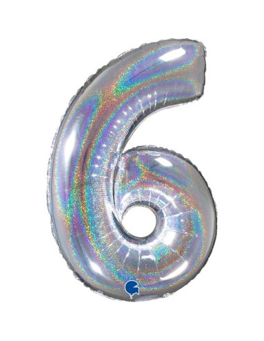 NUMERO 6 GLITTER HOLOG.SILVER CM 66
