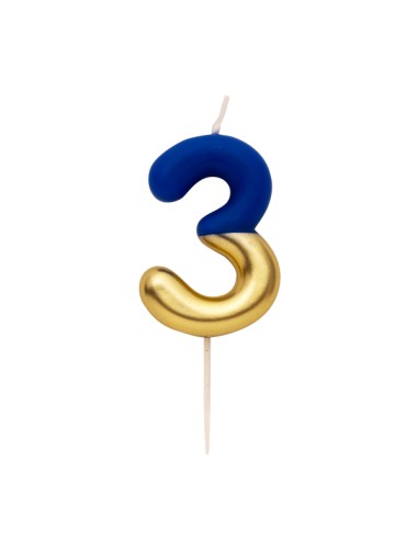 CANDELINA METAL N 3 CM 10.5 BLU-ORO CONPICK