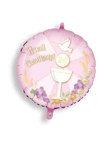18"MYLAR PRIMA COMUNIONE ROSA 3PZ