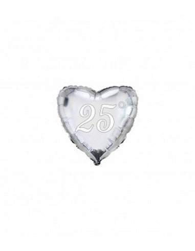 MYLAR 25ARGENTO CUORE 4" PZ.5