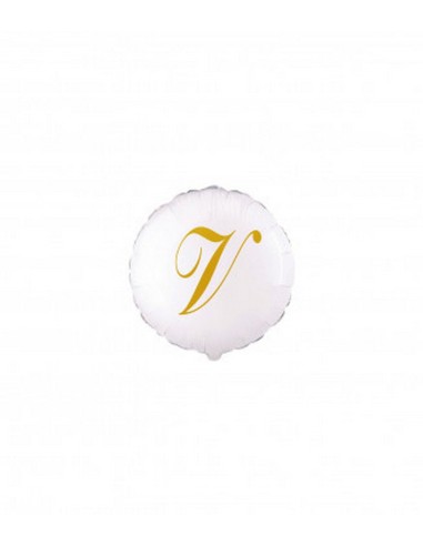 LETTERA V GOLD TONDO BIANCO 4" PZ 5