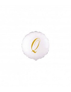 LETTERA Q GOLD TONDO BIANCO 4" PZ 5