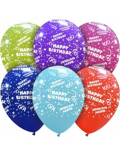 PALLONI STAMPATI 12"CF 100 HAPPY BIRTHDA