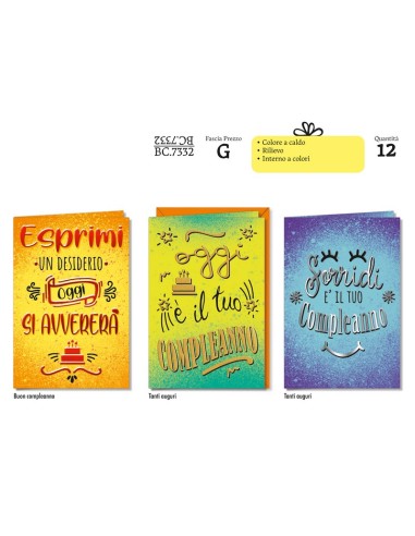 BIGLIETTI COMPLEANNO LETTERING PZ 6