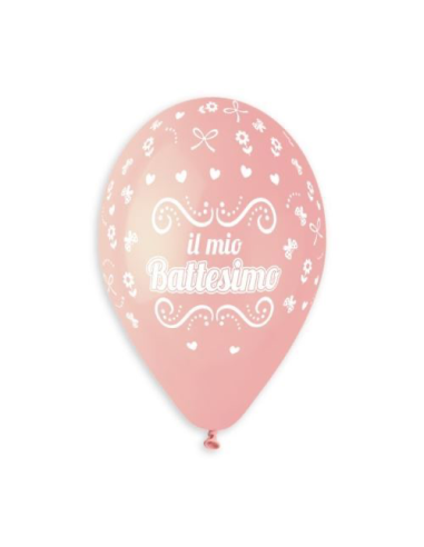 12"PALLONI STAMPA BATTESIMO ROSA CF.40