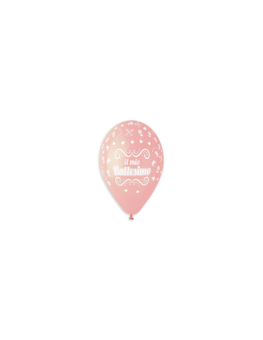PALLONI STAMPATI  100 PZ BATTESIMO ROSA