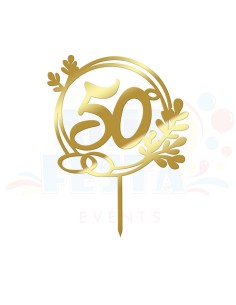 CAKE TOPPER PLEXI 50 ANNIVERSARIO ORO