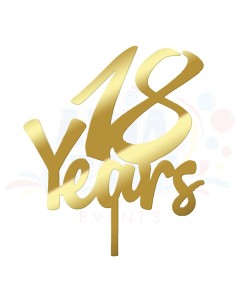 CAKE TOPPER PLEXI 18 YEARS ORO