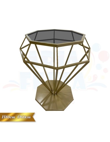 CONSOLLE DIAMOND ORO VETRO FUME'H.80 CM