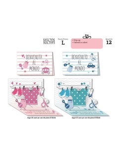 BIGLIETTO NASCITA  POP UP PZ 6