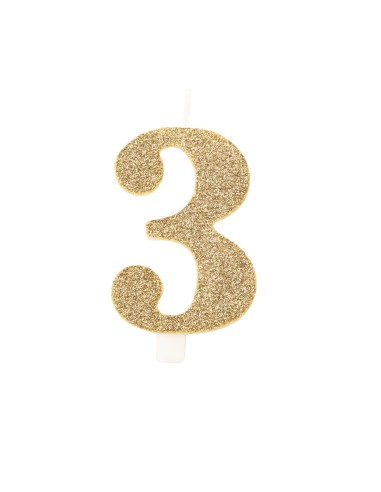 CANDELINA BIO GLITTER 10 CM 3 ORO