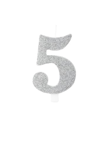 CANDELINA BIO GLITTER 10 CM 5 ARGENTO