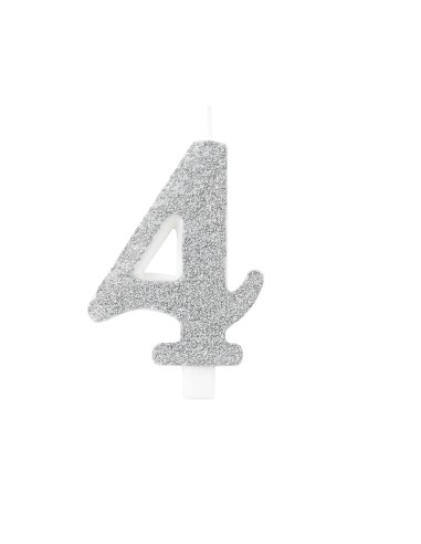 CANDELINA BIO GLITTER 10 CM 4 ARGENTO
