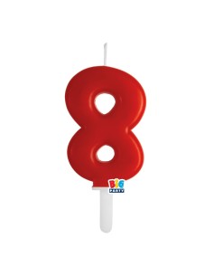 NUMERO CERA TINY PLUMP ROSSO CM 7 N.8