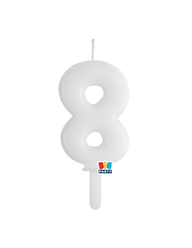 NUMERO CERA TINY PLUMP BIANCO CM 7 N.8