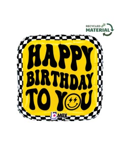 18"SMILEY CHECKERBOARD BIRTHDAY