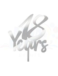 CAKE TOPPER PLEXI 18 YEARS ARGENTO