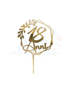 CAKE TOPPER PLEXI ORO 18 ANNI