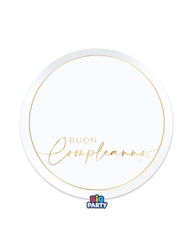 6 PIATTI CM 24 BUON COMPLEANNO GOLD