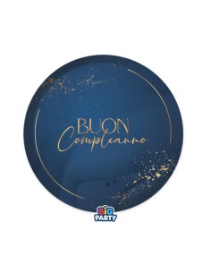6 PIATTI CM 18 BUON COMPLEANNO BLUE NAVY