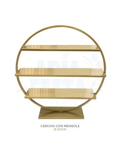 CERCHIO DA TAVOLO ORO CON MENSOLE 60 CM