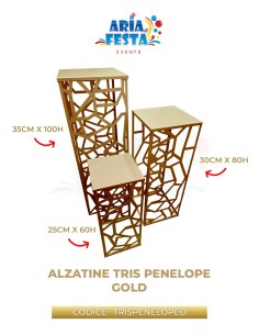 TRIS ALZATE PENELOPE 100-80-60 CM.ORO