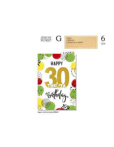 BIGLIETTI NUMERO 30 PZ 6