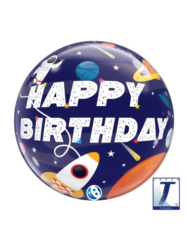 22"DECO BUBBLE BIRTHDAY OUTER SPACE