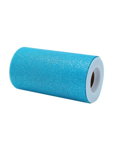 ROTOLO TULLE CM 12,5X 25 MT TURCHESEGLITTER
