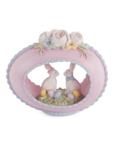 UOVO LILLA CON CONIGLIETTI L.17X14 CM