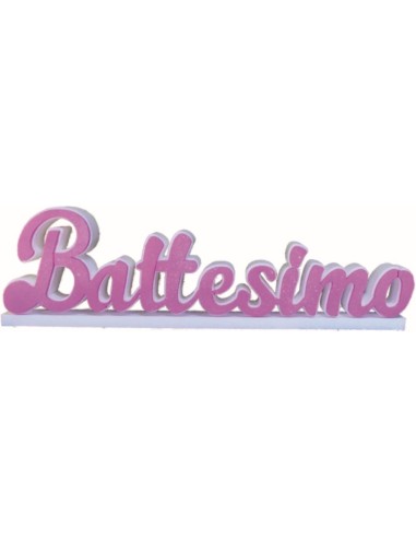POLISTIROLO SCRITTA BATTESIMO ROSA