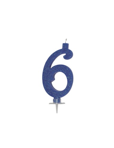 CANDELA NUMERICA BLU GRANDE NUM 6