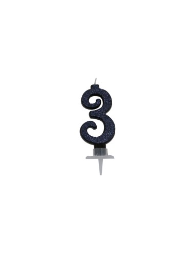 CANDELA GLITTER CM 7 NERO NUMERO 3