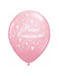 12"PALLONI COMUNIONE ROSA METAL.PZ 100