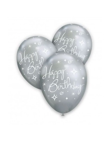 PALLO.12" ARGENTO 102 ST BIANCA GLOBO H.BIRTHADAY PZ 100