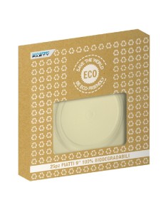 PIATTO 9"BIODEGRADABILE 25 PZ AVORIO