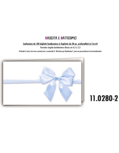 BIGLIETTINI CF 100 FIOCCO AZZURRO