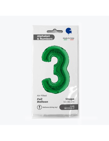 NUMERO 3 VERDE CM 35