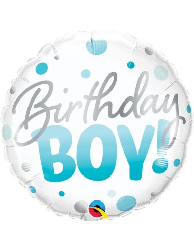 18"HAPPY BIRTHDAY BOY BLUE DOTS