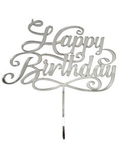 CAKE TOPPER HAPPY BIRTHDAY ARGENTO