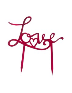CAKE TOPPER PLEXI LOVE CUORICINO ROS
