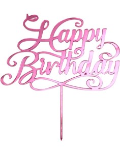 CAKE TOPPER PLEXI HAPPY BIRTH ROSA