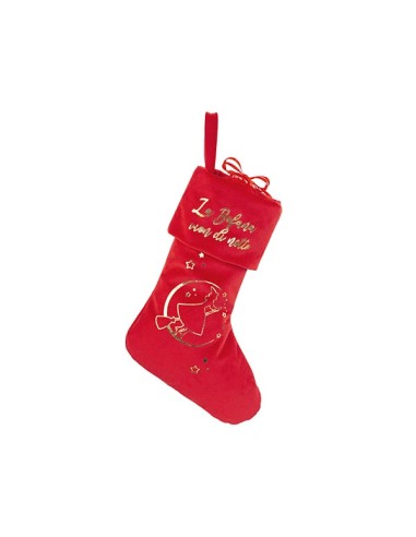 CALZA VELLUTO ROSSA SCRITTA ORO CM.33