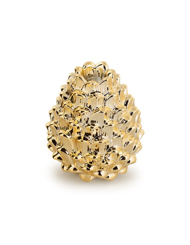 PIGNA PORTACANDELA PORCELLANA ORO H.12CM