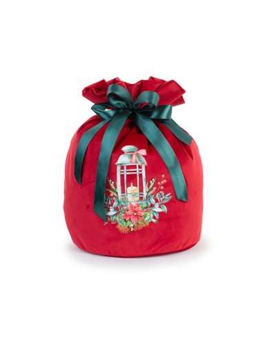 SACCO VELLUTO ROSSO DECORATO D.24X35 CM.