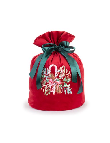 SACCO VELLUTO ROSSO DECORATO D.29X45 CM.