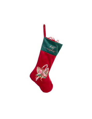 CALZA VELLUTO ROSSO DECORATO H.43 CM.