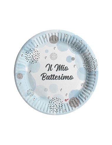 8 PIATTI IN CARTA COMPOSTABILE DA 20 CMIL MIO BATTESIMO AZZU