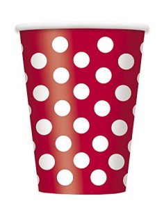 6 RUBY RED DOTS 12 OZ CUPS